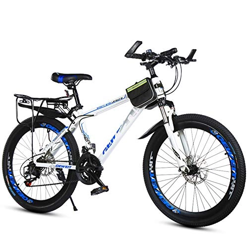 Mountain Bike : KP&CC Mountain Bike Adult Student Variable Speed Off-Road Vehicle, Front And Rear Disc Brakes for Men and Women, Blue
