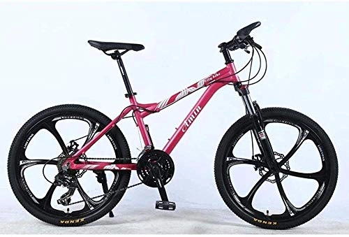 Mountain Bike : KRXLL 24 Inch 24-Speed Mountain Bike For Adult Lightweight Aluminum Alloy Full Frame Wheel Front Suspension Female Off-Road Student Shifting Adult-Pink_C