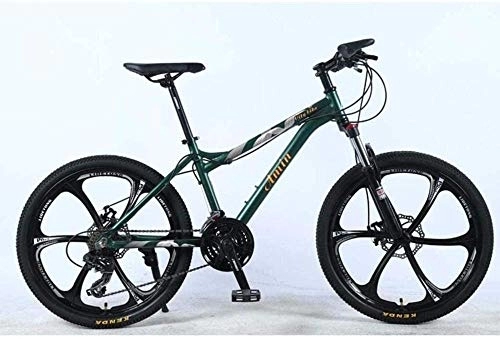 Mountain Bike : KRXLL 24-Speed Mountain Bike Aluminum Alloy Full Frame Wheel Front Suspension Female Off-Road Student Shifting Adult Bicycle Disc Brake-Green