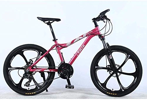 Mountain Bike : KRXLL 24-Speed Mountain Bike Aluminum Alloy Full Frame Wheel Front Suspension Female Off-Road Student Shifting Adult Bicycle Disc Brake-Pink