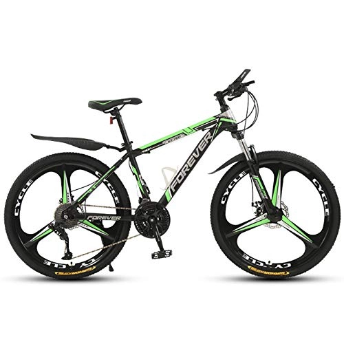 Mountain Bike : KUKU 21-Speed Full Suspension Mountain Bike, 26-Inch High-Carbon Steel Mountain Bike, Double Disc Brakes, Suitable for Sports And Cycling Enthusiasts, black green