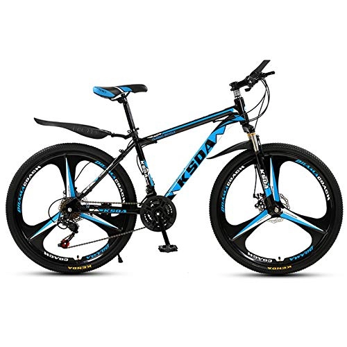 Mountain Bike : KUKU 21-Speed Mountain Bike, 26-Inch High-Carbon Steel Mountain Bike, Full Suspension Mountain Bike, Suitable for Sports And Cycling Enthusiasts, black blue