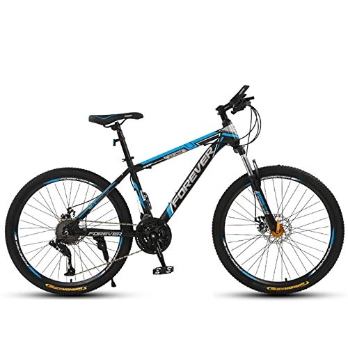 Mountain Bike : KUKU 26-Inch High-Carbon Steel Mountain Bike, 21-Speed Full-Suspension Mountain Bike, Dual Disc Brakes, Suitable for Sports And Cycling Enthusiasts, black blue