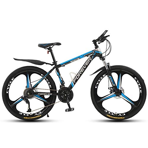 Mountain Bike : KUKU 27-Speed Mountain Bike, 26-Inch High-Carbon Steel Mountain Bike, Dual Disc Brakes, Full Suspension, Suitable for Sports And Cycling Enthusiasts, black blue