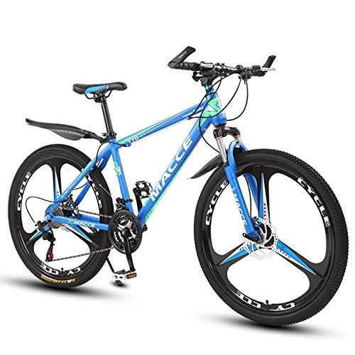 Mountain Bike : KUKU High-Carbon Steel Mountain Bike 26 Inches, 21-Speed Adult Mountain Bike, Full Suspension Mountain Bike, Suitable for Sports And Cycling Enthusiasts, blue and green