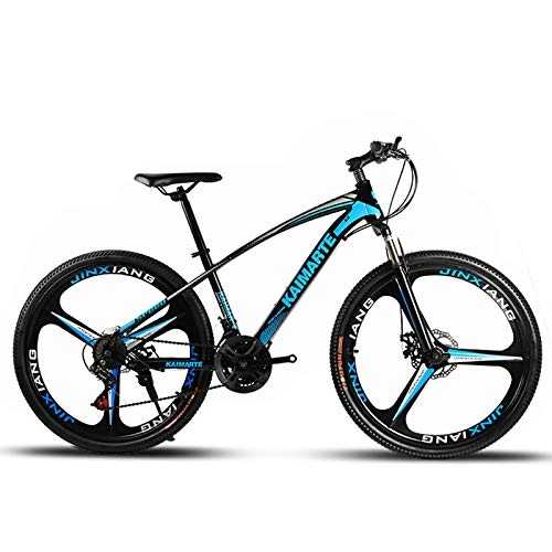 Mountain Bike : KUKU Mountain Bike 26 Inch, 21-Speed High Carbon Steel Mountain Bike, Full Suspension Mountain Bike, Men's Bike, Suitable for Sports And Cycling Enthusiasts, Blue, 1