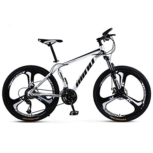 Mountain Bike : KUKU Mountain Bike 26 Inch, 21-Speed High Carbon Steel Mountain Bike, Full Suspension Mountain Bike, Outdoor Bike, Suitable for Sports And Cycling Enthusiasts, white black