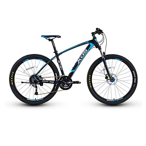 Mountain Bike : KUQIQI Mountain Bike, Bicycle, Adult Off-road Variable Speed Bicycle, Hydraulic Disc Brake - 27.5 Inch Wheel Diameter (Color : Black blue, Size : 27 speed)