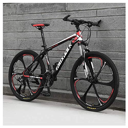 Mountain Bike : KXDLR 26" Men's Mountain Bike, Trail & Mountains, High-Carbon Steel Front Suspension Frame, Twist Shifters Through 24 Speeds, Red