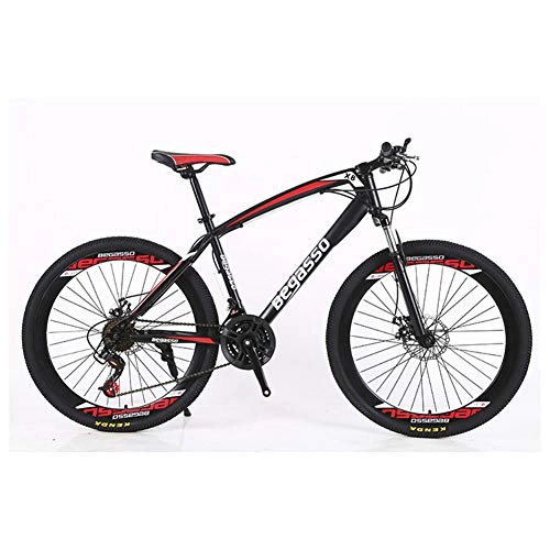 Mountain Bike : KXDLR 26" Mountain Bicycle, High-Carbon Steel Frame Mountain Trail Bike, Hardtail Mountain Bike with Dual Disc Brake, 21-30 Speeds, Black, 30 Speed