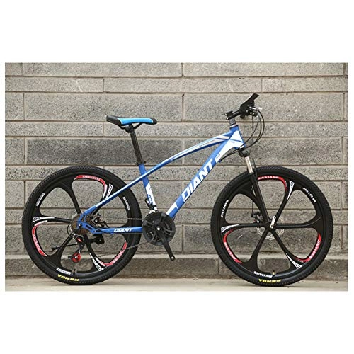 Mountain Bike : KXDLR Mountain Bike Bikes, Featuring 6 Spoke 21-30 Speeds Double Disc Brake Full Suspension Anti-Slip 26 Inch Bicycles, Blue, 30 Speed
