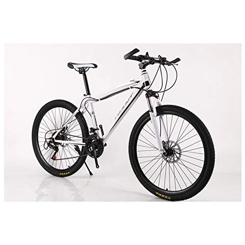 Mountain Bike : KXDLR Mountain Bikes Bicycles 21-30 Speeds Shimano High-Carbon Steel Frame Dual Disc Brake, White, 27 Speed