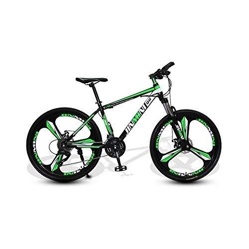 Mountain Bike : L.BAN 24 Inches 26 Inch Mountain Bikes, Men's Dual Disc Brake Hardtail Mountain Bike, Bicycle Adjustable Seat, High-carbon Steel Frame, 21 Speed, 3 Spoke (Black and Green)