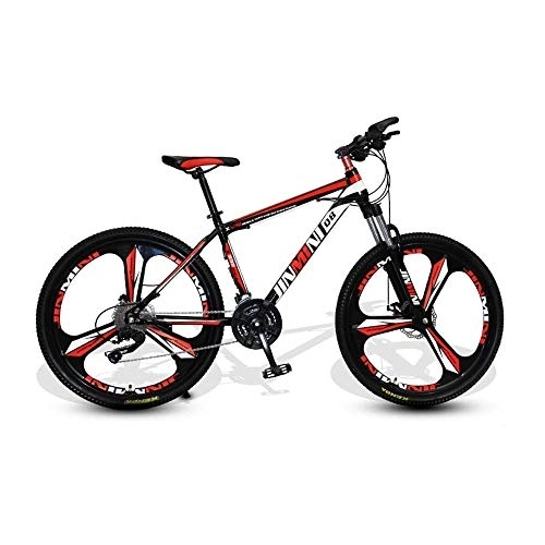Mountain Bike : L.BAN 24 Inches 26 Inch Mountain Bikes, Men's Dual Disc Brake Hardtail Mountain Bike, Bicycle Adjustable Seat, High-carbon Steel Frame, 21 Speed, 3 Spoke (Black and Red)