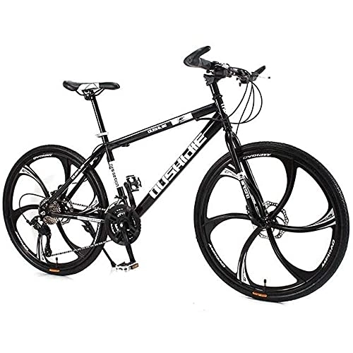 Mountain Bike : L&WB Mountain Bike, 26"Mountain Bikes Carbon Steel Ravine Bike with Oneness Wheel Double Disc Brake Front Spring 21 24 27 Speeds, Black, 26 inch 24 speed