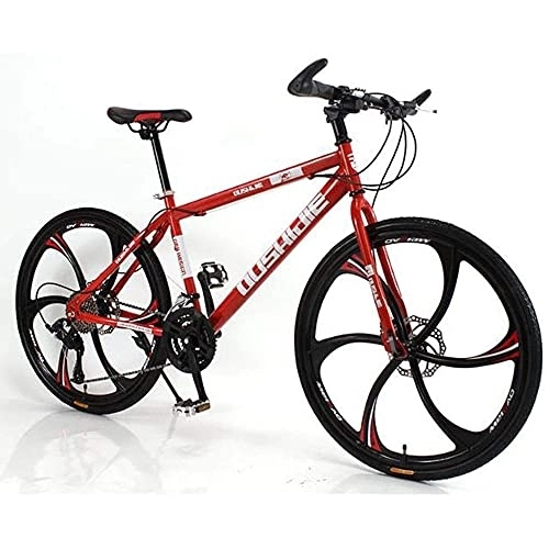 Mountain Bike : L&WB Mountain Bike, 26"Mountain Bikes Carbon Steel Ravine Bike with Oneness Wheel Double Disc Brake Front Spring 21 24 27 Speeds, Red, 26 inch 21 speed