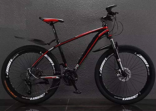 Mountain Bike : LaKoos Hard tail mountain bike 26 / 24 inch dual shock absorber dual disc brake men and women adult youth aluminum alloy variable speed off-road sports car-red_24_inch