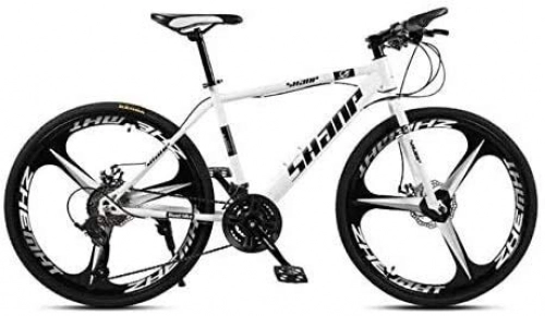 Mountain Bike : LAMTON 26 Inch Mountain Bikes, Men's Dual Disc Brake Hardtail Mountain Bike, Bicycle Adjustable Seat, High-carbon Steel Frame, 21 Speed, 3 Spoke (Color : White)