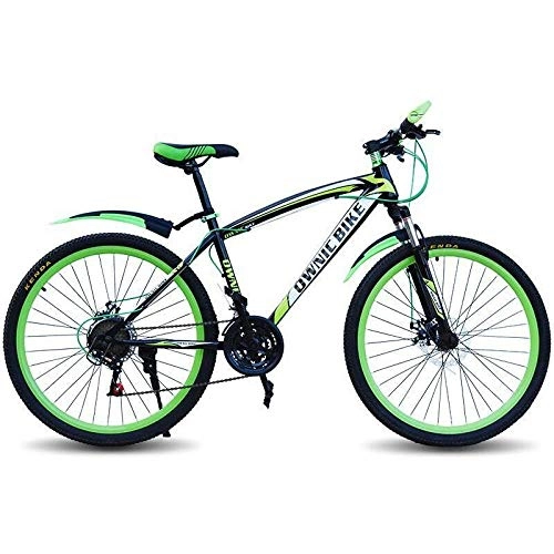 Mountain Bike : laonie Mountain bike adult variable speed men's and women's 26 inch off-road racing light student gift bicycle-Black green_26 inches x 17 inches