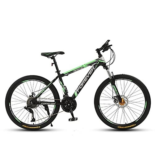 Mountain Bike : LapooH 26 Inch Mountain Bikes, 21 / 24 / 27 / 30Speed High-carbon Steel Mountain Bike, Mountain Bicycle Suspension Adjustable Seat Outroad Bicycles, Green, 27 speed
