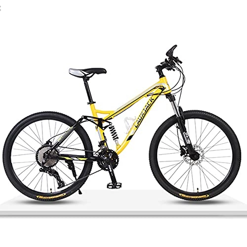Mountain Bike : Lazzzgua 26 inch Mountain Bike, 21-Speed with High Carbon Steel Frame, Double Disc Brake, Dual Suspension, Anti-Slip Bicycle Suitable for Adults