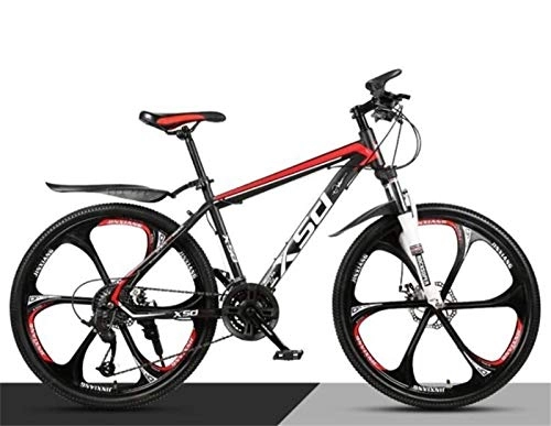 Mountain Bike : LBWT 26 Inches Mountain Bike, Off-Road Bicycles, Mens MTB, High-Carbon Steel, Dual Suspension, Gifts (Color : Black Red, Size : 24 speed)