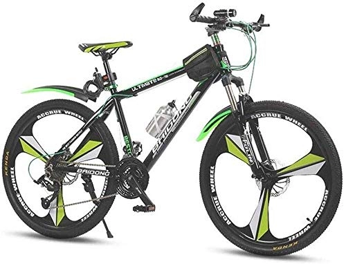 Mountain Bike : LBWT Adult Damping Mountain Bikes, 26 Inch Variable Speed Road Bicycle, Dual Suspension, Dual Disc Brake, Gifts (Color : Green, Size : 24 speed)