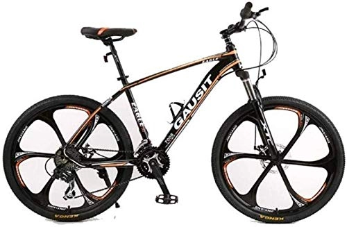 Mountain Bike : LBWT Adult Off-road Bicycles, 26Inch Mountain Bike, High Carbon Steel, 24 / 27 / 30 Speeds, 6-Spoke Wheels, Aluminum Frame, With Disc Brakes And Suspension Fork (Color : Yellow, Size : 24 Speed)