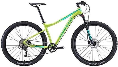 Mountain Bike : LBYLYH 9-Speed Mountain Bike, For Adults, Big Wheels, Hardtail Mountain Bike, Aluminum Frame With Front Suspension, Green, 17 Inch Frame