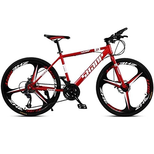 Mountain Bike : LC2019 Speed Mountain Bike Bicycle, 24 / 26 Inch Double Disc Brake, Adult Gearshift Bicycle, With Adjustable Seat Carbon Steel Red (Color : 27-stage shift, Size : 26inches)