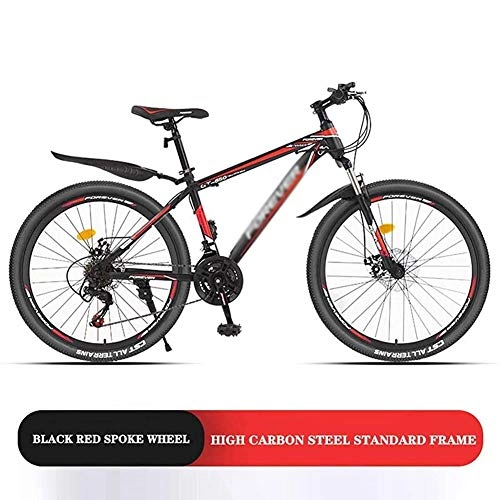 Mountain Bike : LDLL Mountain Bike 24 / 26 Inch With Double Disc Brake, Adult Mtb, Hardtail Bicycle With Adjustable Seat, Thickened Carbon Steel Frame, Spoke Wheel