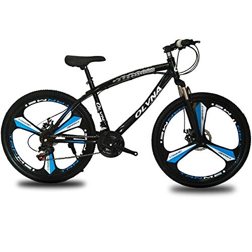 Mountain Bike : Leader 26 Inch Mountain Bikes, High-Carbon Steel, Double Disc Brake Adjustable Seat Bicycle, Suitable for Students, Cyclists, 21 Speed, Black