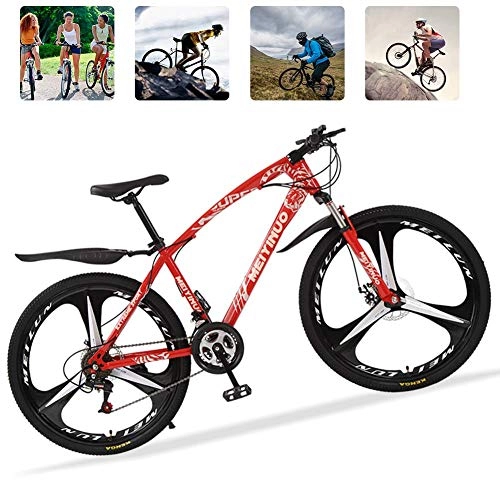 Mountain Bike : LFDHSF 26" Mountain Bike 21 Speed Bicycle with Disc Brakes, Suspension Fork, Carbon Steel Road Bike