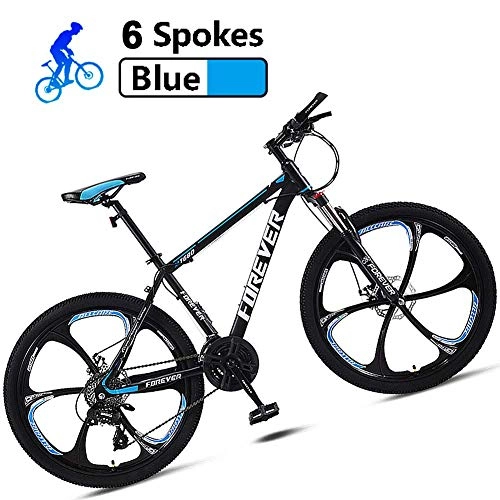 Mountain Bike : LFDHSF Mountain Bike, 24'' 6 Spoke Wheels Gravel Road Bike with Disc Brakes, Suspension Fork, High Carbon Steel Bycicles for Adults Kids