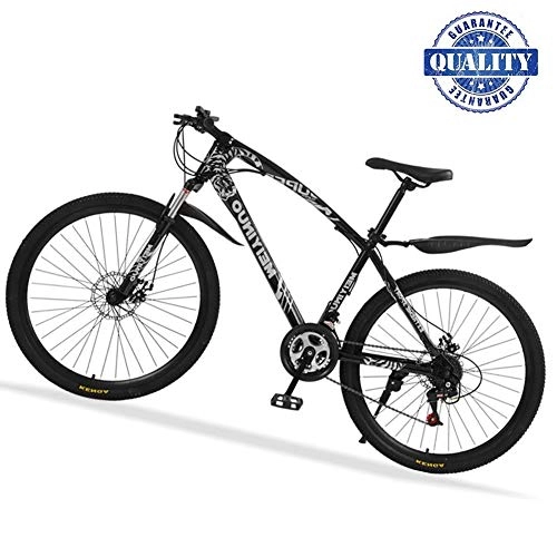 Mountain Bike : LFDHSF Mountain Bike for Women / Men, 26" Double Disc Brake Bicycles, 24 Speed Carbon Steel Hybrid Bike With front Suspension Adjustable Seat
