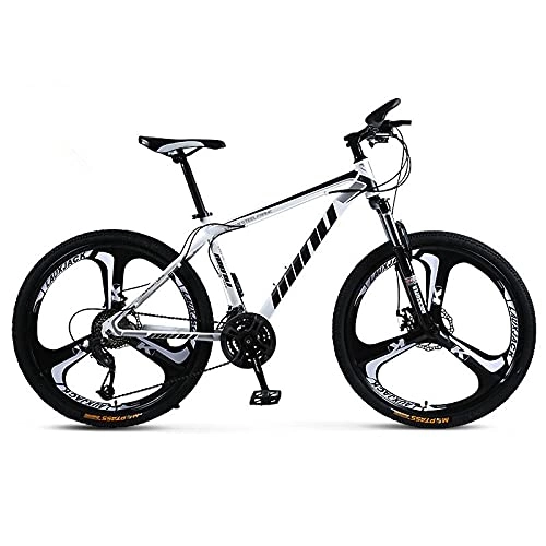 Mountain Bike : LGZL Mountain Bike 21, 24, 27, 30 Variable Speed ​​Disc Brake Damping Bicycle Men's and Women's Variable Speed ​​Bicycle 24 speed Top equipped with (white and black) all in one wheel
