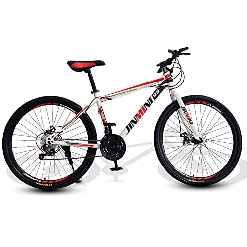 Mountain Bike : LHQ-HQ 24-Speed Shock Absorption And Variable Speed Youth Bicycle White And Red 24 Inch / 26 Inch Mountain Bike Adult Men And Women, 26 inch