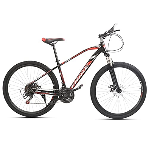 Mountain Bike : LHQ-HQ 27.5 Inch Mountain Bike Adult Variable Speed Disc Brake Shock Absorption Off-Road, black red