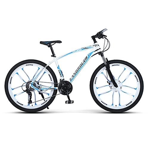 Mountain Bike : LHQ-HQ Mountain Adult Bike, 24 Speed, 26" Wheel, Fork Suspension, Dual Disc Brake, High-Carbon Steel Frame, Loading 270 Lbs Suitable for Height 5.2-6Ft, White