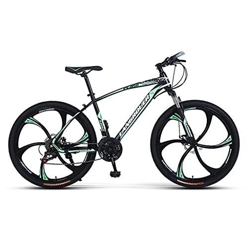 Mountain Bike : LHQ-HQ Mountain Adult Bike, 24 Speed, 26" Wheel, Fork Suspension, High-Carbon Steel Frame, Dual Disc Brake, Loading 120 Kg Suitable for Height 5.2-6Ft, Green