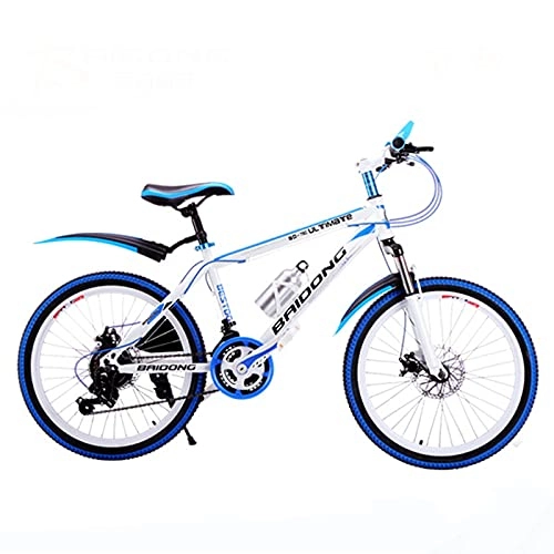 Mountain Bike : LHQ-HQ Mountain Bike 24-Speed 26-Inch Bike, Aluminum Alloy Double Disc Brakes, Student Mountain Bike, white blue