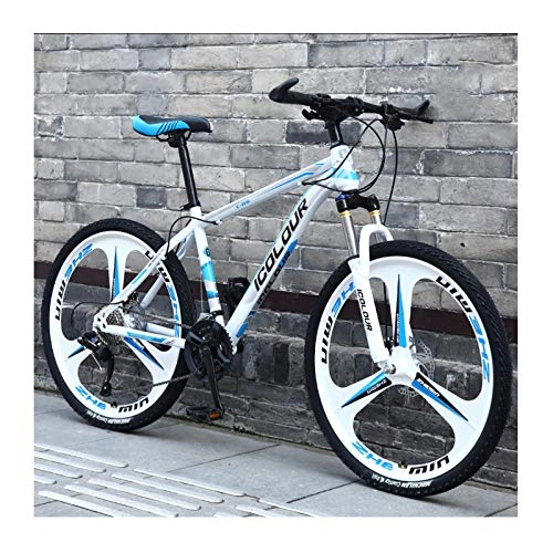 Mountain Bike : LHQ-HQ Mountain Bike 24Inch Aluminum Lightweight 24-Speed, for Adults, Women, Teenagers, White blue