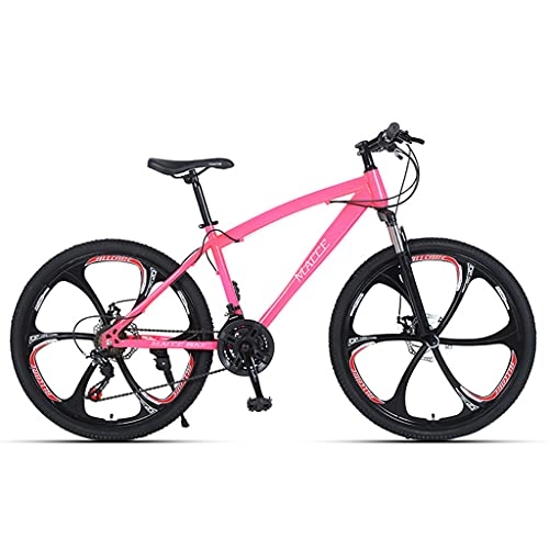 Mountain Bike : LHQ-HQ Mountain Bike, 26" Wheel, 24 Speed, Fork Suspension, Disc Brake, High-Carbon Steel Frame, Suitable for Girl Adult Teens Student, Pink