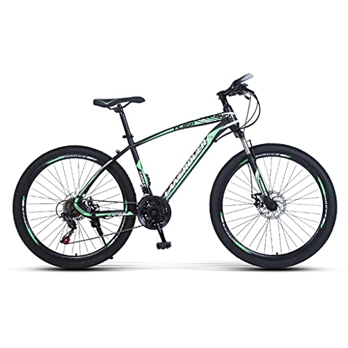 Mountain Bike : LHQ-HQ Mountain Bike, 26" Wheel, 27 Speed, Fork Suspension, High-Carbon Steel Frame, Dual Disc Brake, Loading 120 Kg Suitable for Adult Student, Green