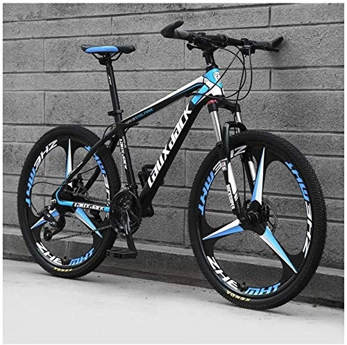 Mountain Bike : LHQ-HQ Outdoor sports Mountain Bike 26 Inches, 3 Spoke Wheels with Dual Disc Brakes, Front Suspension Folding Bike 27 Speed MTB Bicycle, Black