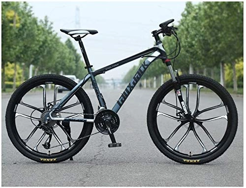 Mountain Bike : LHQ-HQ Outdoor sports Mountain Bike, High Carbon Steel Front Suspension Frame Mountain Bike, 27 Speed Gears Outroad Bike with Dual Disc Brakes, Gray Outdoor sports Mountain Bike