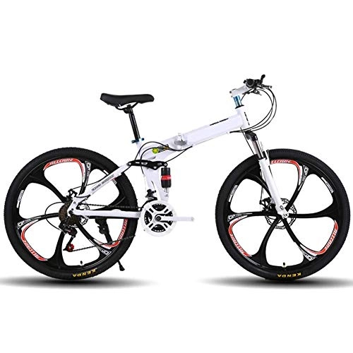 Mountain Bike : LHQ-HQ Outdoor sports Moutain Bike Bicycle 24 Speed MTB 26 Inches Wheels Dual Suspension Bike with Double Disc Brake Outdoor sports Mountain Bike (Color : White)
