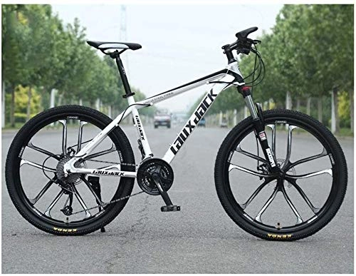 Mountain Bike : LHQ-HQ Outdoor sports MTB Front Suspension 30 Speed Gears Mountain Bike 26" 10 Spoke Wheel with Dual Oil Brakes And HighCarbon Steel Frame, White Outdoor sports Mountain Bike