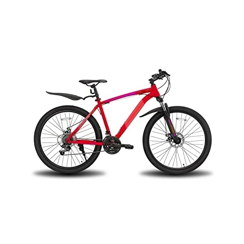 Mountain Bike : LIANAIzxc Bikes 3 Color 21 Speed 26 / 27.5 Inch Steel Suspension Fork Disc Brake Mountain Bike Mountain Bike (Color : Red, Size : Medium)