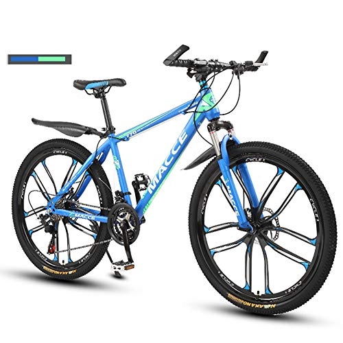 Mountain Bike : Lightweight Dual Disc Brake Shock Absorber 26 Inch City Bike, Mountain Off-Road Adult Bike for Men And Women-Aluminum Alloy 10 Knife One Wheel- Mountain Bike, Blue, 24 speed